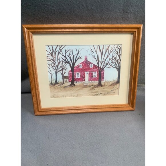 Framed Watercolor Painting Manor Brethren Church by Anna Ruth Enders - Picture 7 of 10